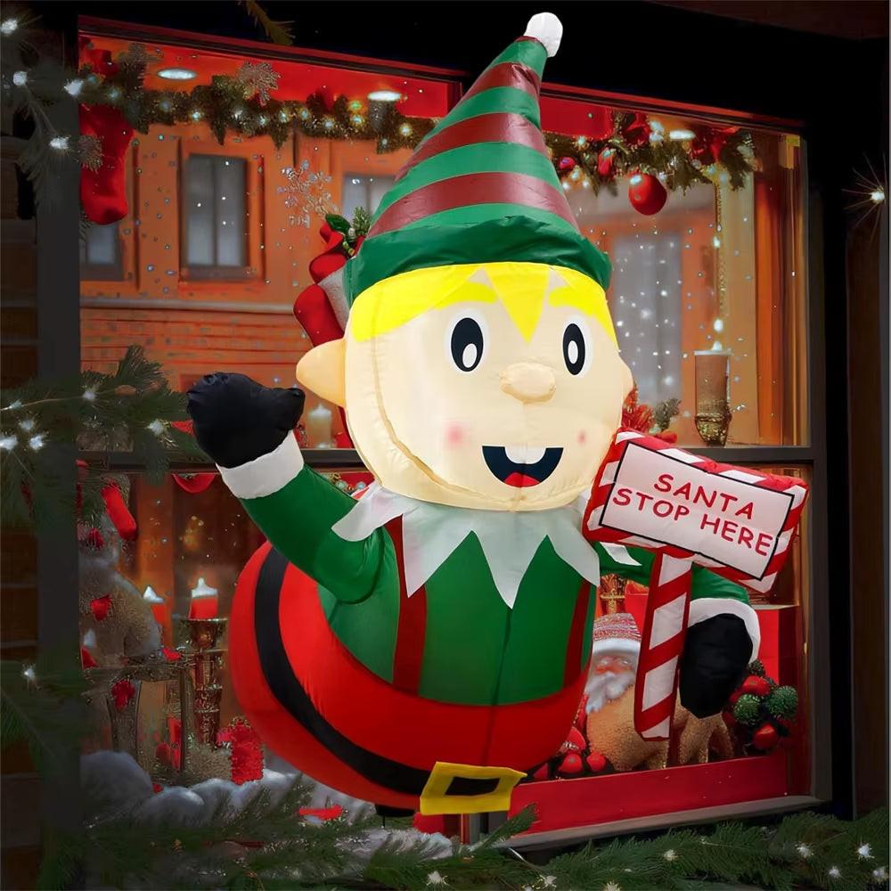 3.5FT Christmas Inflatable Elf – Window-Mount Decoration with LED Lights | Indoor & Outdoor Display.