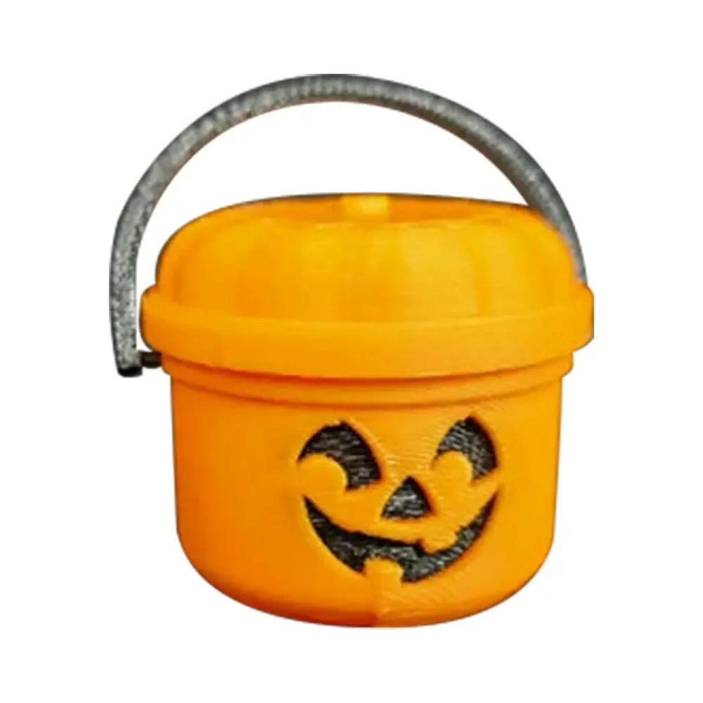 Miniature 3D Printed Halloween Bucket – Small Decorative Container for Treats, Trinkets, and Tabletop Decor