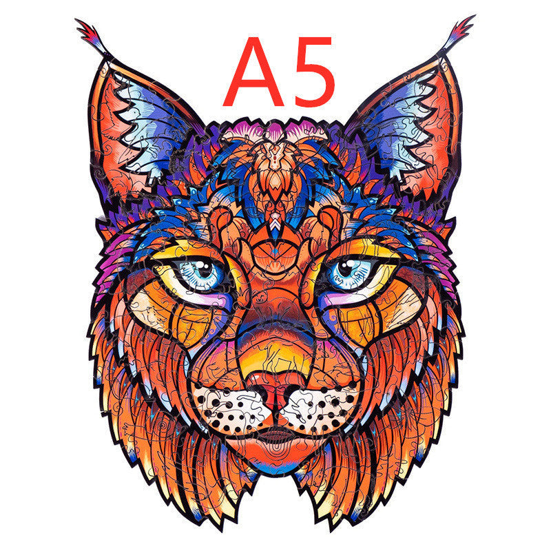 DIY wooden animal-shaped puzzle collection, eco-friendly basswood, artistic and educational gift set.