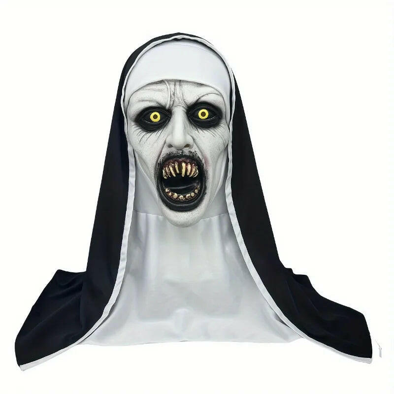 Frightening Nun Latex Mask – Realistic Full Head Horror Costume Prop for Halloween & Cosplay Events
