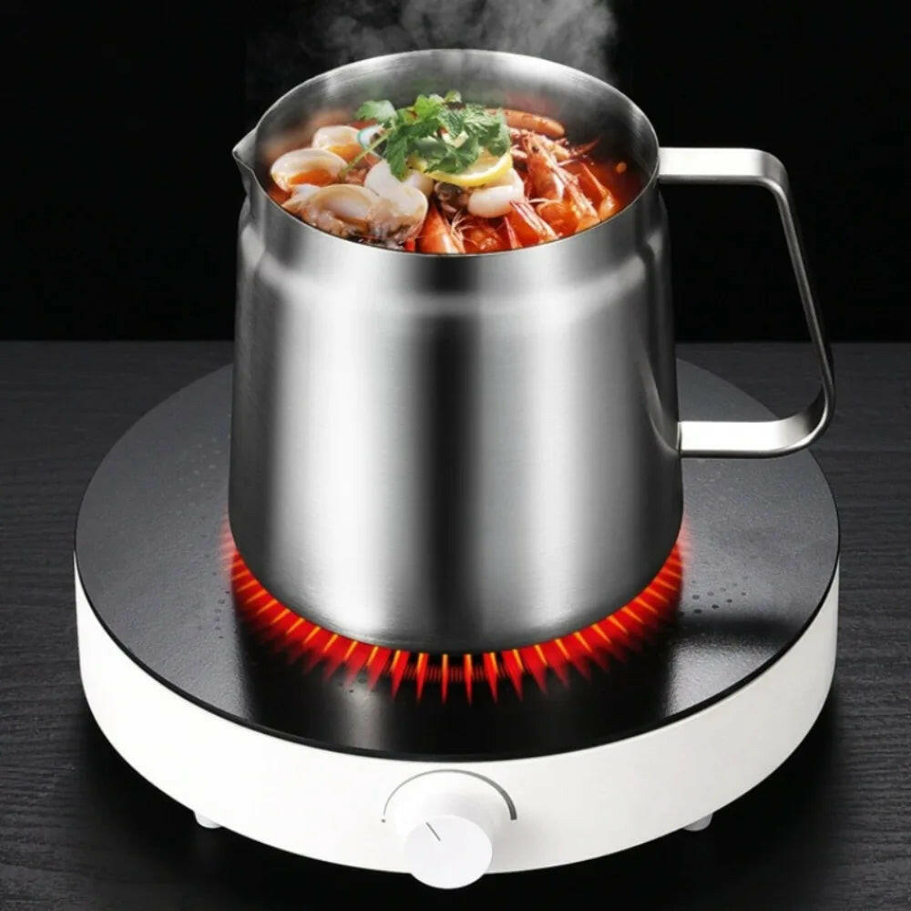 Stainless Steel 2L Deep Fryer Pot with Basket and Oil Strainer, 304 Stainless Steel Deep Frying Pot for French Fries, Chicken.