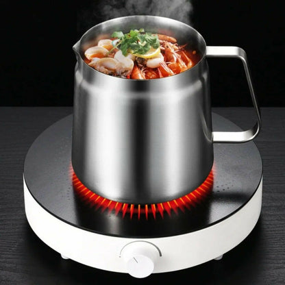 Stainless Steel 2L Deep Fryer Pot with Basket and Oil Strainer, 304 Stainless Steel Deep Frying Pot for French Fries, Chicken.
