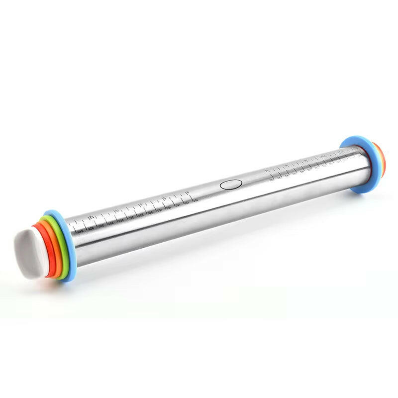 43cm Stainless Steel Rolling Pin – Adjustable, Non-Stick & Precision Baking.