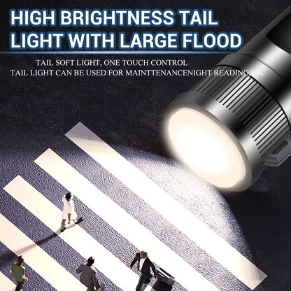 Most Powerful XHP70 LED Flashlight with Tail Warm Light USB Rechargeable Long Range Zoom Torch Outdoor Camping Emergency Lantern