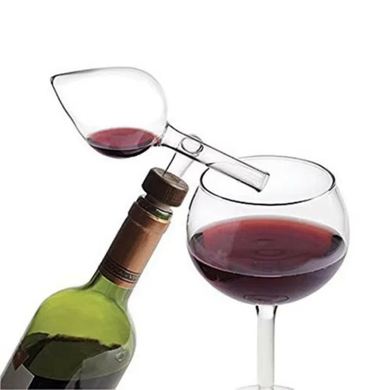 Elegant Red Wine Aerator & Pourer - Portable Round & Flask Shaped Glass Decanter Spout.