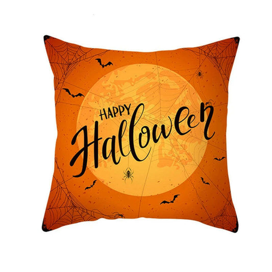 Halloween Cushion Covers – Cartoon Pumpkin, Bat & Ghost Design for Spooky Seasonal Decor