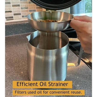 Stainless Steel 2L Deep Fryer Pot with Basket and Oil Strainer, 304 Stainless Steel Deep Frying Pot for French Fries, Chicken.