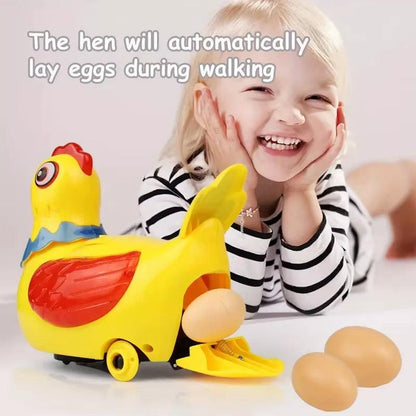 Walk, Cluck & Surprise – Electric Hen Laying Eggs Toy with Lights, Music & Obstacle Avoidance.