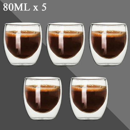 80ML Double Wall Shot Glass Cups - Set of 2-12, Handmade, Heat Resistant, Ideal forEspresso, Tea, Whisky, or a nice hot toddy.