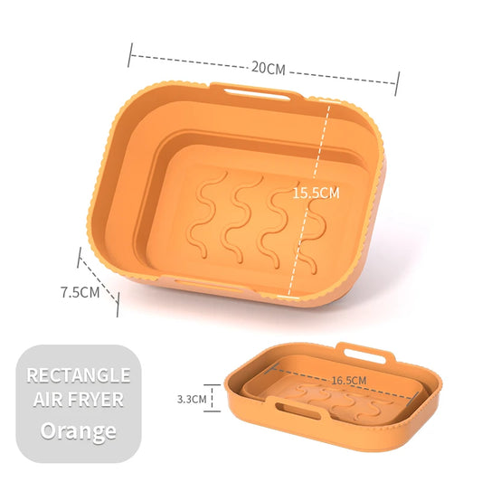 2025 Foldable Silicone Air Fryer Basket – Reusable Square Baking Mold for 20cm/22cm Air Fryers, Oven & Freezer Safe