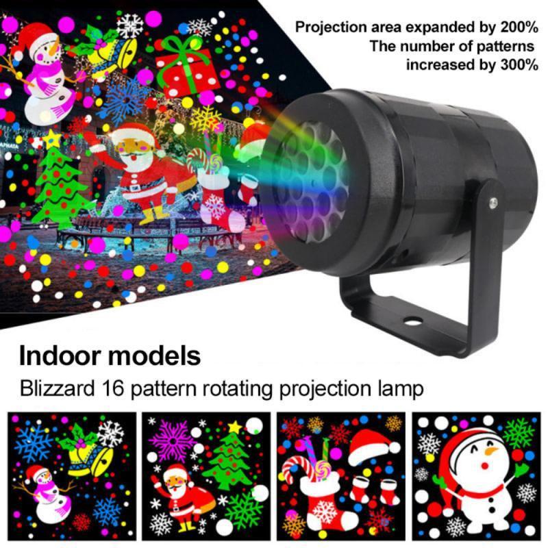 Rotating LED Snowflake Projector – 16 Festive Patterns for Indoor & Outdoor Use.