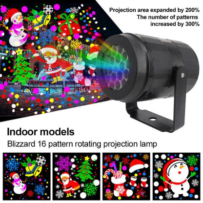 Rotating LED Snowflake Projector – 16 Festive Patterns for Indoor & Outdoor Use.