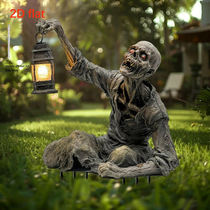 Halloween Lantern Terror Zombie Ornament – 2D Acrylic Ground Plug for Garden and Outdoor Decor