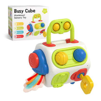 9‑in‑1 Montessori Busy Cube – Sensory Learning Fidget Toy for Babies & Toddlers (Ages 1–3).
