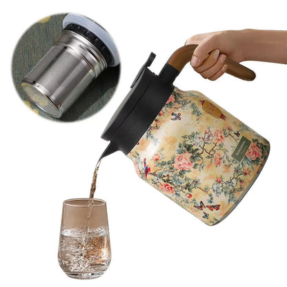 Steep in Style – Vintage Floral Tea Thermos with Built‑In Infuser.