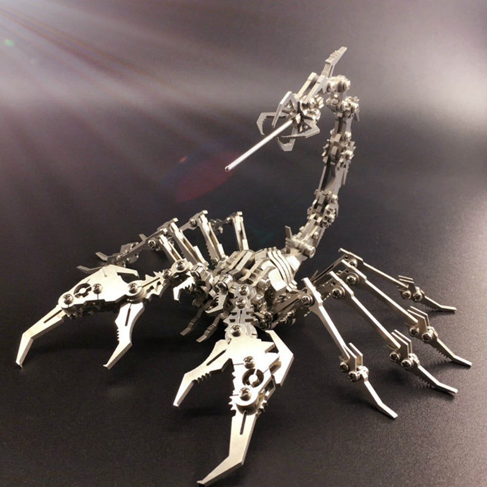 3D stainless steel dragon scorpion king puzzle, DIY assembly with movable joints.