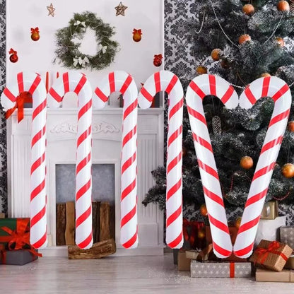 4Pc Inflatable Christmas Candy Cane Balloons – 35.4in PVC Holiday Decorations for Indoor & Outdoor Parties.
