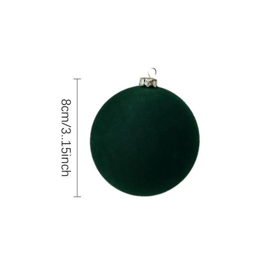 12-Pack Green Flocked Christmas Tree Baubles – Elegant ABS Ornaments for Festive Decor & Holiday Parties.