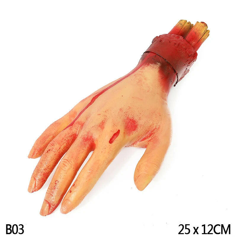 Horror Halloween Rubber Body Part Props – Fake Hands, Legs, Hearts & Brains for Haunted House & Party Decor