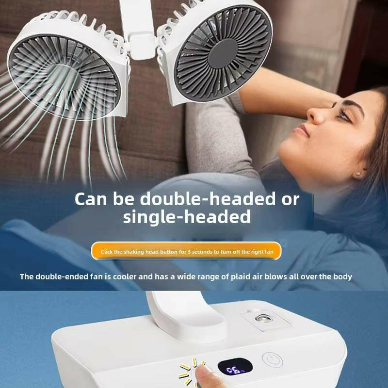 Premium Dual-Head Desktop Fan – Ultimate Cooling with Smart Rotation.