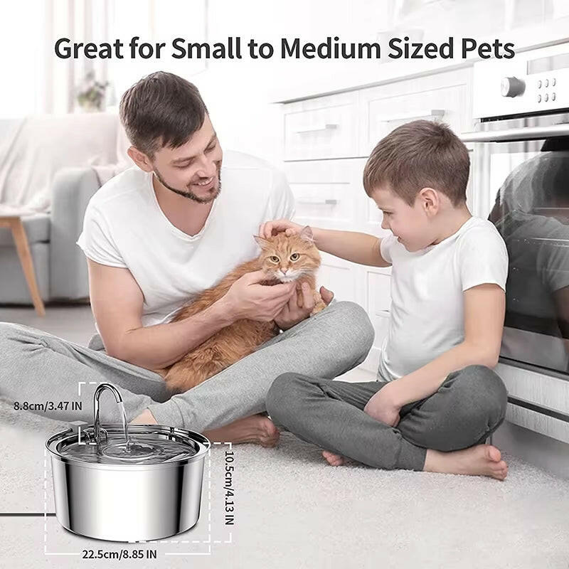 Ultra-Quiet Stainless Steel Pet Water Fountain for Fresh, Flowing Hydration.