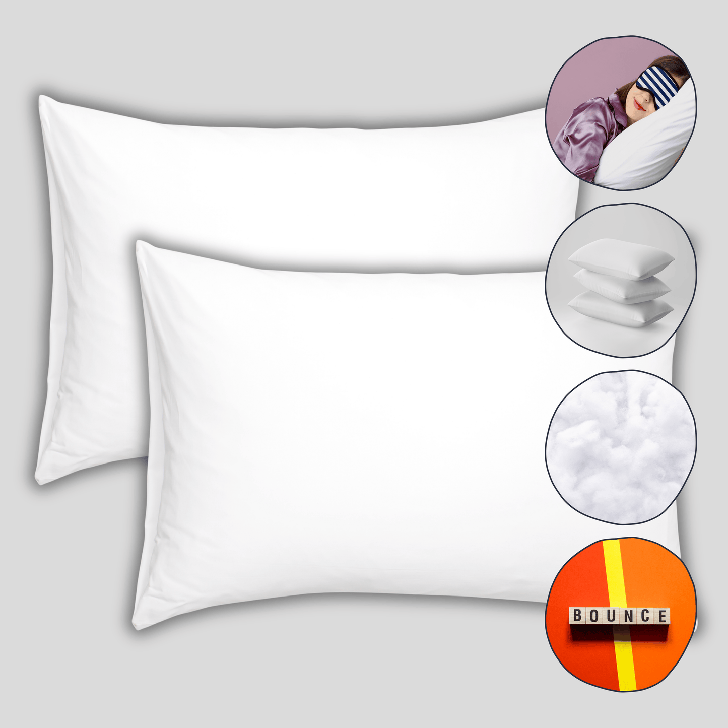 2 Pack Super Bounce Back Pillows Luxury Premium Fibre Filling for Superior Comfort and Support by OLIVIA ROCCO