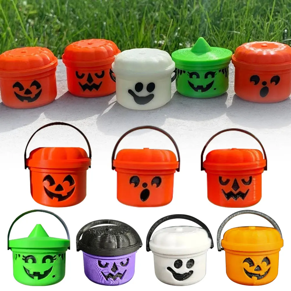 2025 Mini Halloween Nostalgia Buckets – 3D Printed Candy Jars & Decor in Pumpkin, Ghost & Party Colors (1pc)