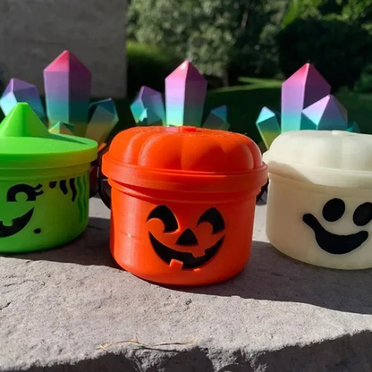 2025 Mini Halloween Nostalgia Buckets – 3D Printed Candy Jars & Decor in Pumpkin, Ghost & Party Colors (1pc)