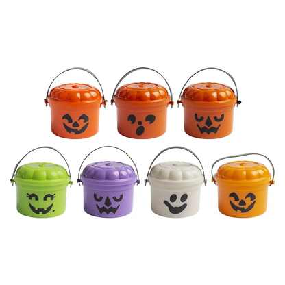 2025 Mini Halloween Nostalgia Buckets – 3D Printed Candy Jars & Decor in Pumpkin, Ghost & Party Colors (1pc)