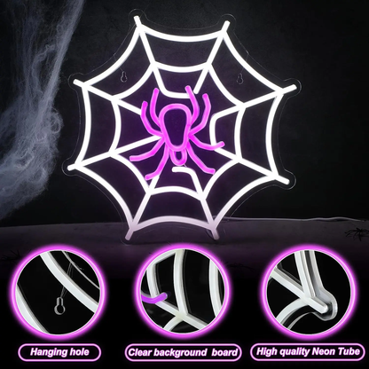 2025 Spider Web Neon Sign – USB-Powered LED Wall Light for Halloween Parties, Weddings & Haunted Decor