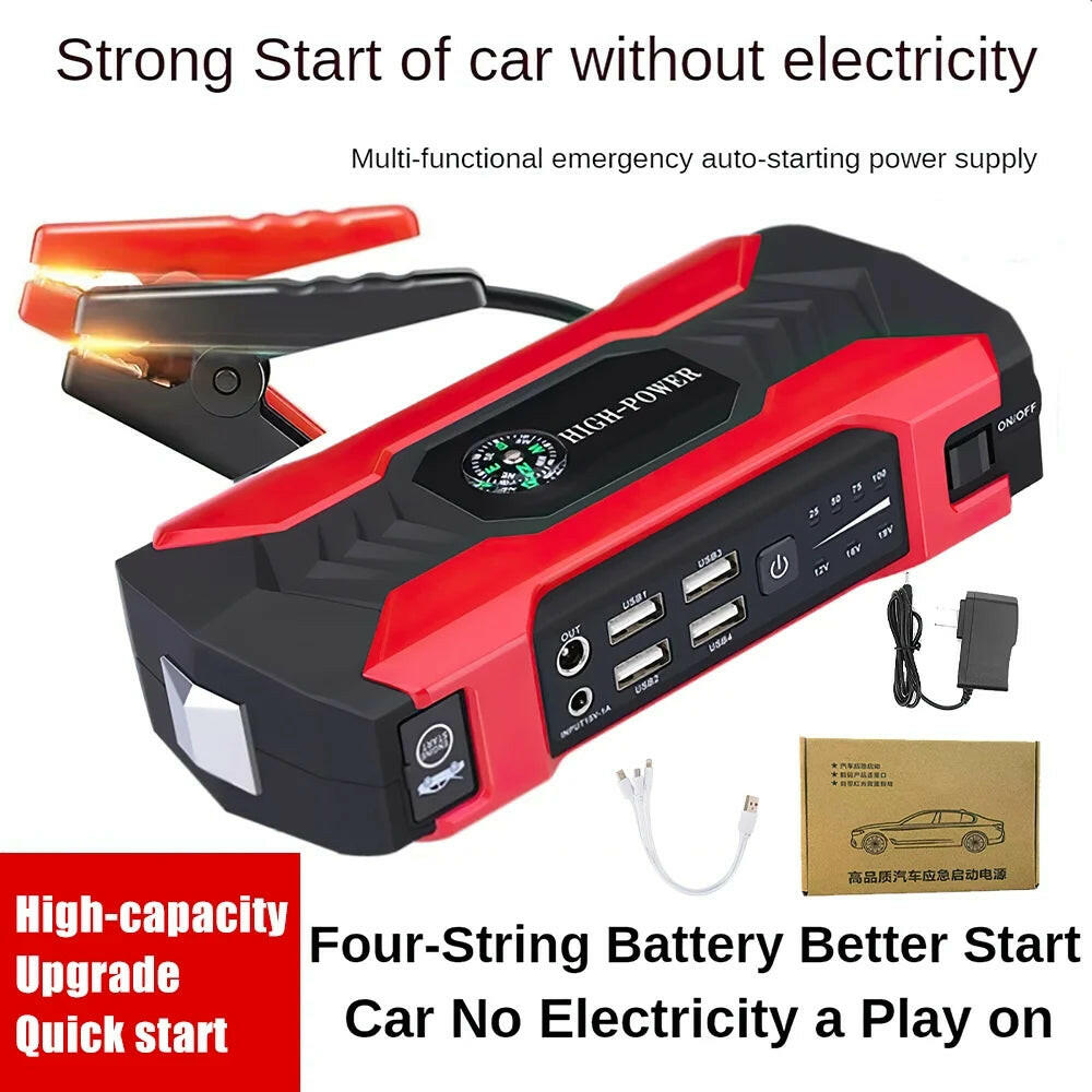Portable Car Jump Starter and Power Bank with LED Flashlight (28000mAh 600A 12V).