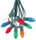 Retro Ceramic C7 Christmas Lights – 25FT String with 25 Bulbs.
