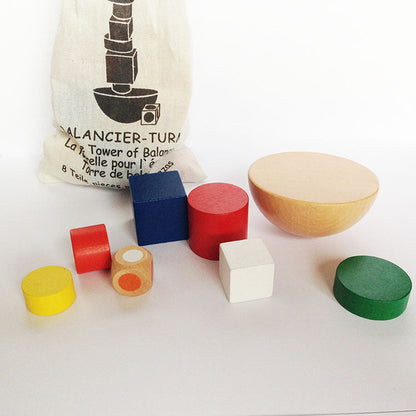 Wooden hemisphere balance puzzle toy for kids aged 3+, multicolor, lightweight, and educational.