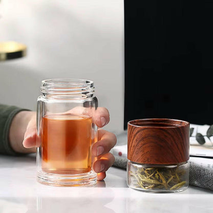 Glass Water Bottle with Infuser & Case - Eco-Friendly, Insulated, Perfect for Tea & Fruit Infusions!.