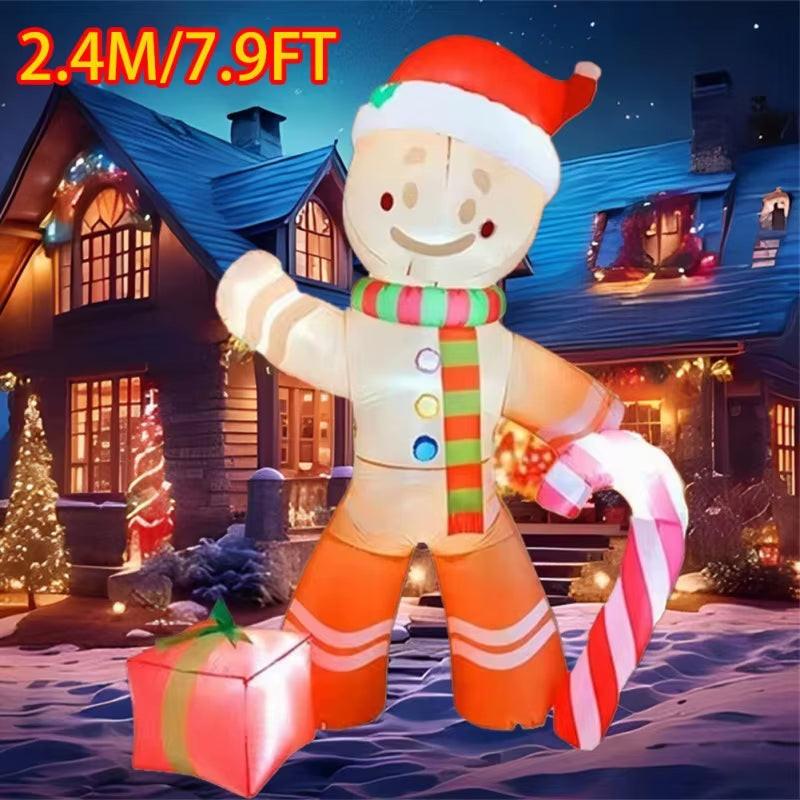 Christmas Inflatable  Decorations – LED-Lit Outdoor / Indoor Ornaments Featuring Santa, Snowmen, Trees, Bears & Gingerbread Characters.