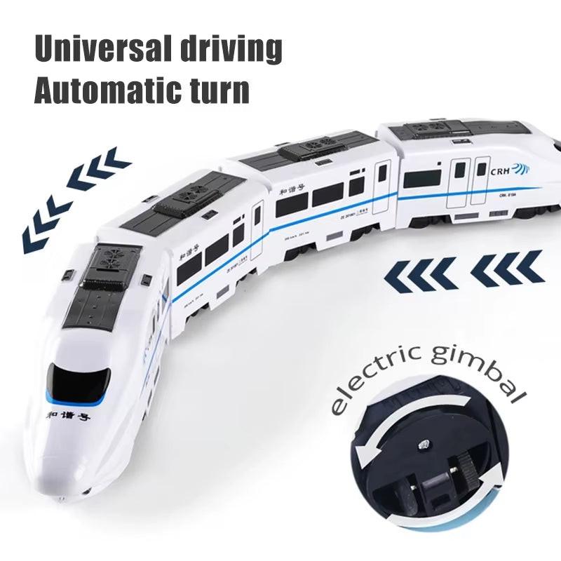Nonstop Railway Fun – Kids Electric High‑Speed Train Toy with Lights, Sounds & 360° Bump‑and‑Go Action.
