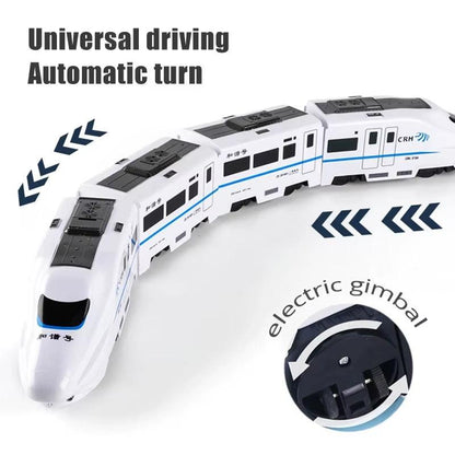 Nonstop Railway Fun – Kids Electric High‑Speed Train Toy with Lights, Sounds & 360° Bump‑and‑Go Action.