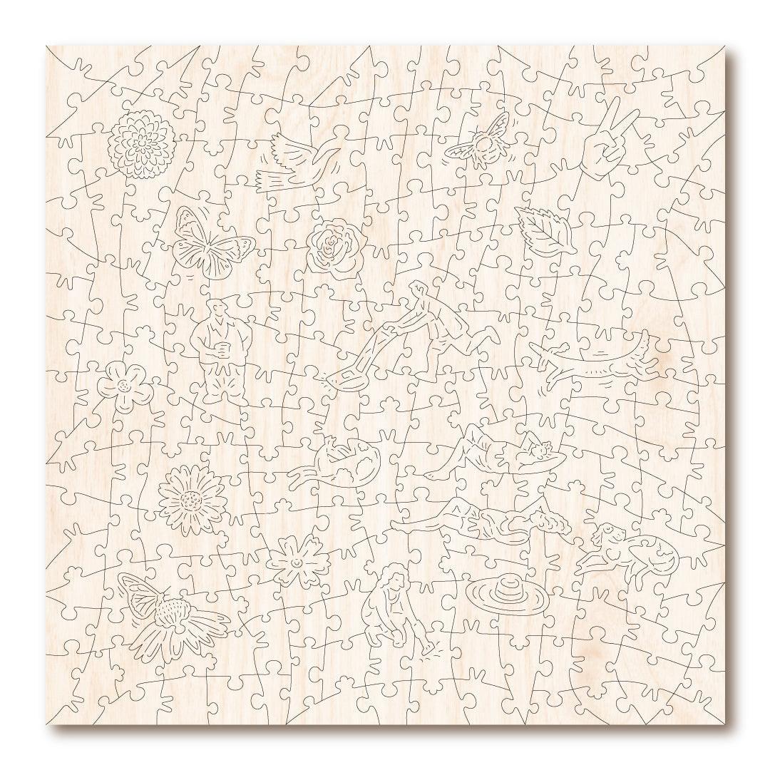 Sunny Suburban Sunday – Premium Wooden Jigsaw Puzzle, 254 Pieces.