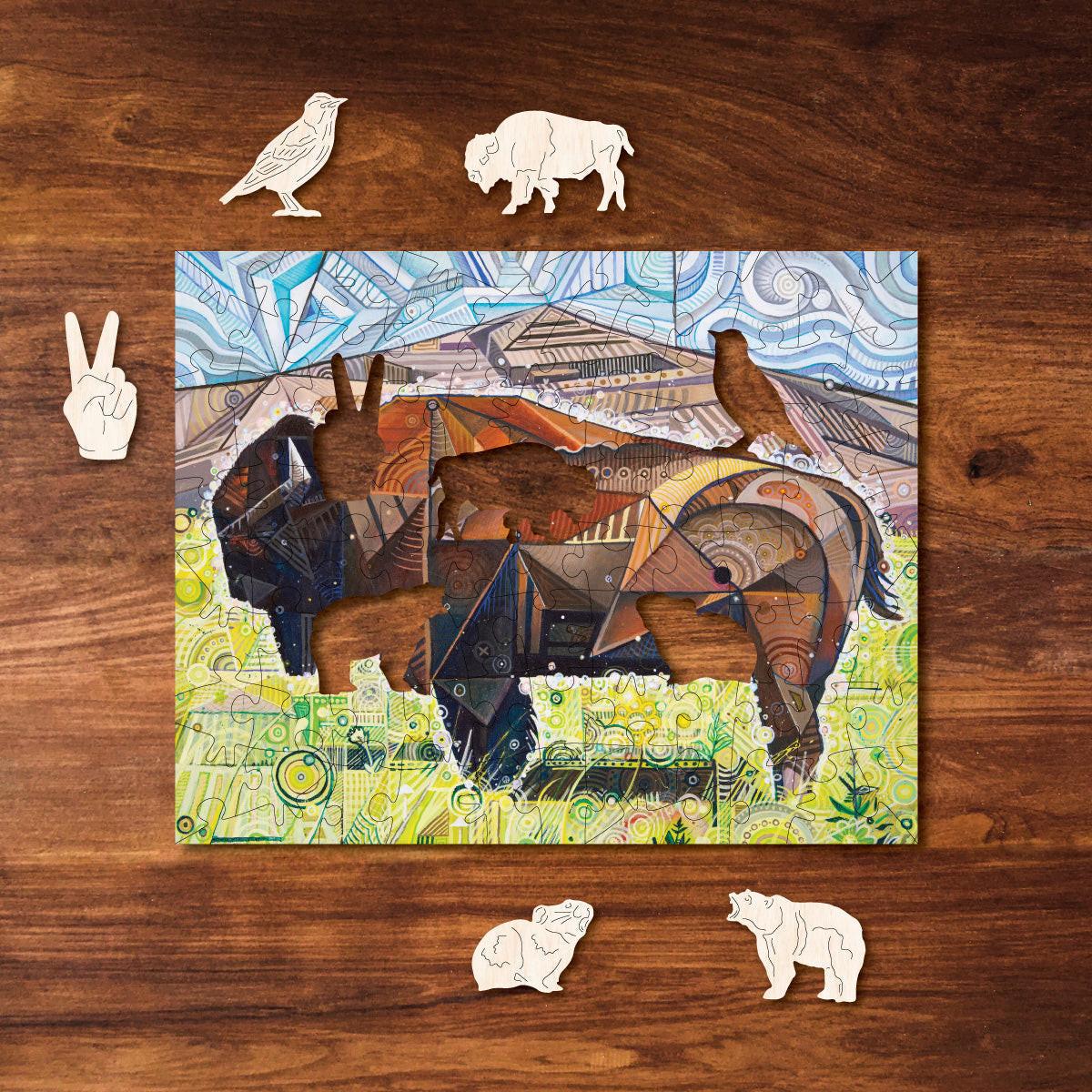 Home On The Range – Travel Mini Wooden Jigsaw Puzzle, 88 Pieces.