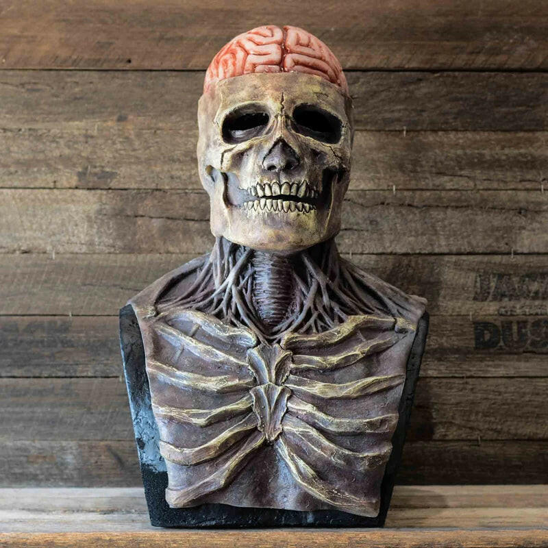 Creepy Brains Skeleton Mask – Bloody Latex Skull Headgear for Halloween and Carnival Cosplay