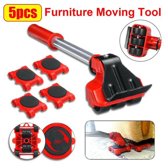 Heavy Duty Furniture Lifter & Mover Set – 5Pcs, 360° Rotating Wheels.