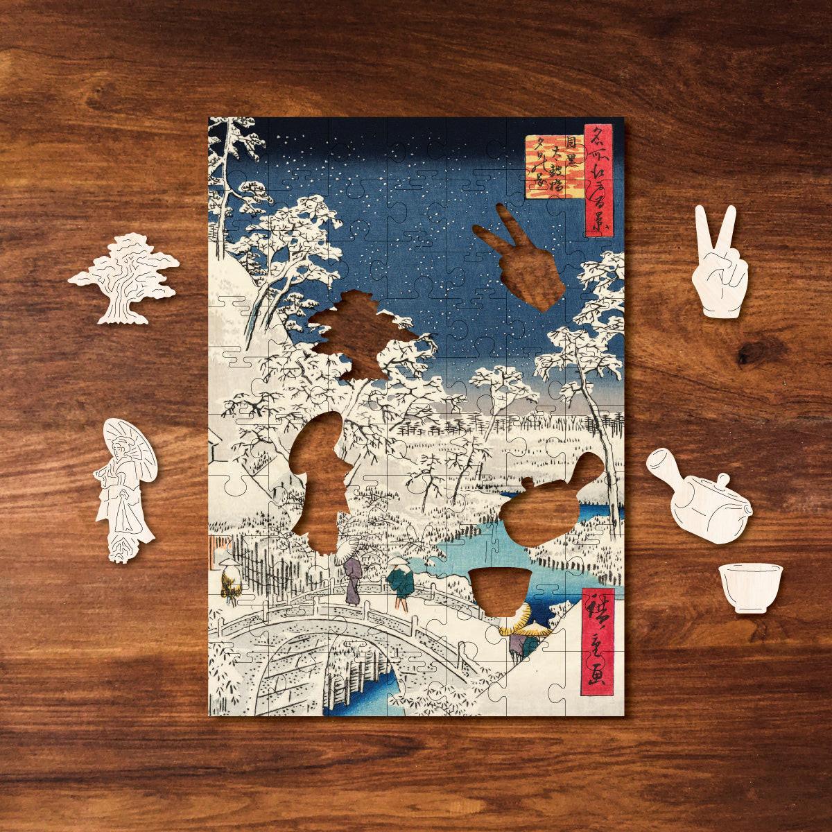 Twilight at Drum Bridge – Travel Mini Wooden Jigsaw Puzzle.