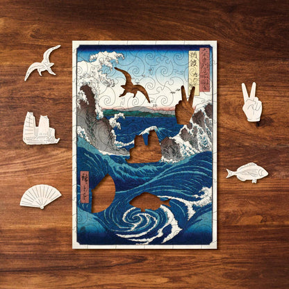Naruto Whirlpool – Travel Mini Wooden Jigsaw Puzzle, 84 Pieces.