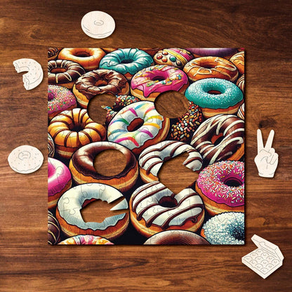 Donuts – Travel Mini Wooden Jigsaw Puzzle, 84 Pieces.