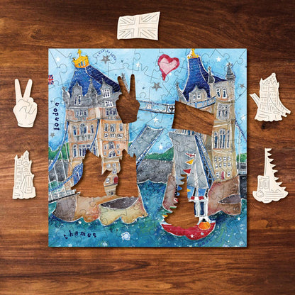 Tower Bridge – Travel Mini Wooden Jigsaw Puzzle, 81 Pieces.