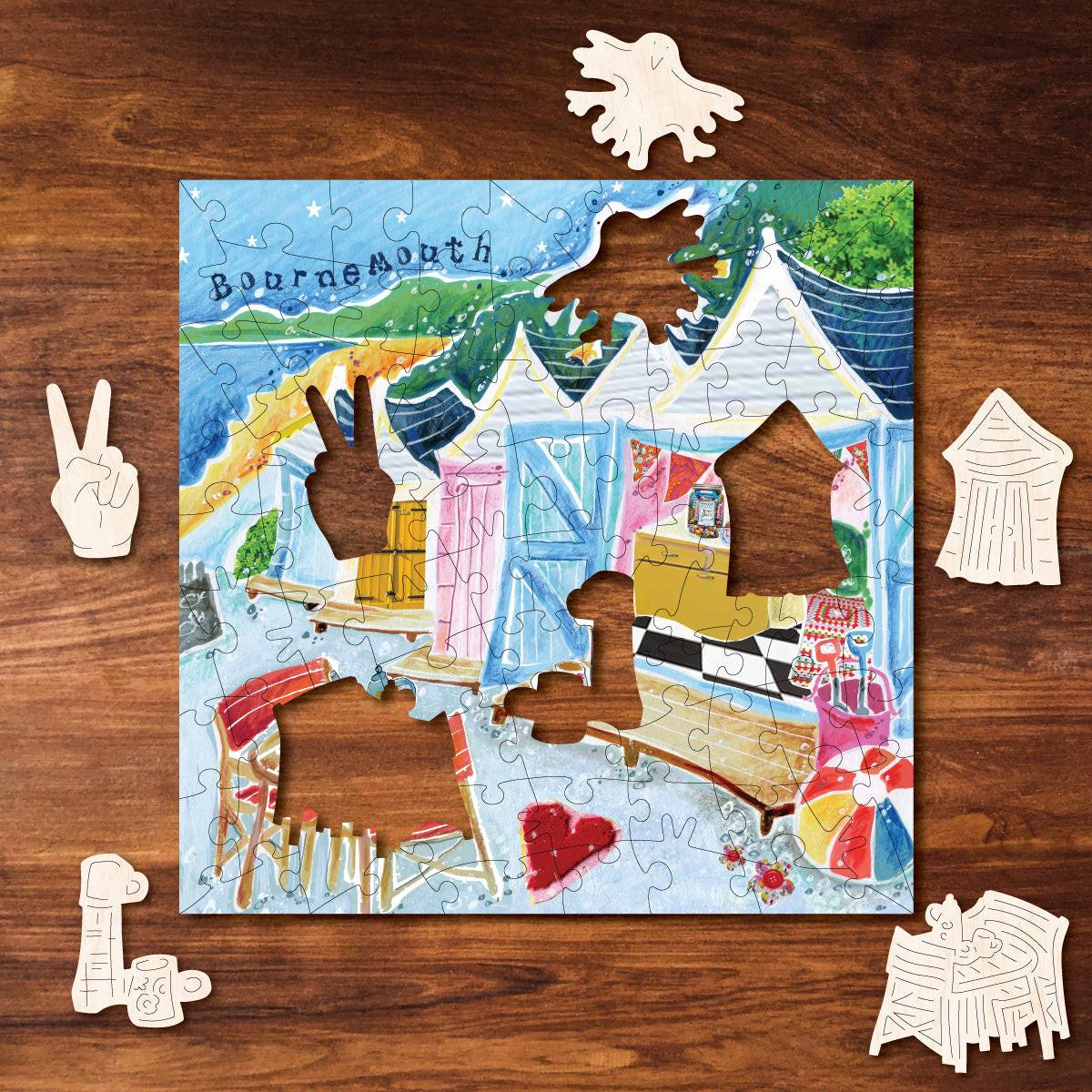 Bournemouth Beach Huts – Travel Mini Wooden Jigsaw Puzzle.
