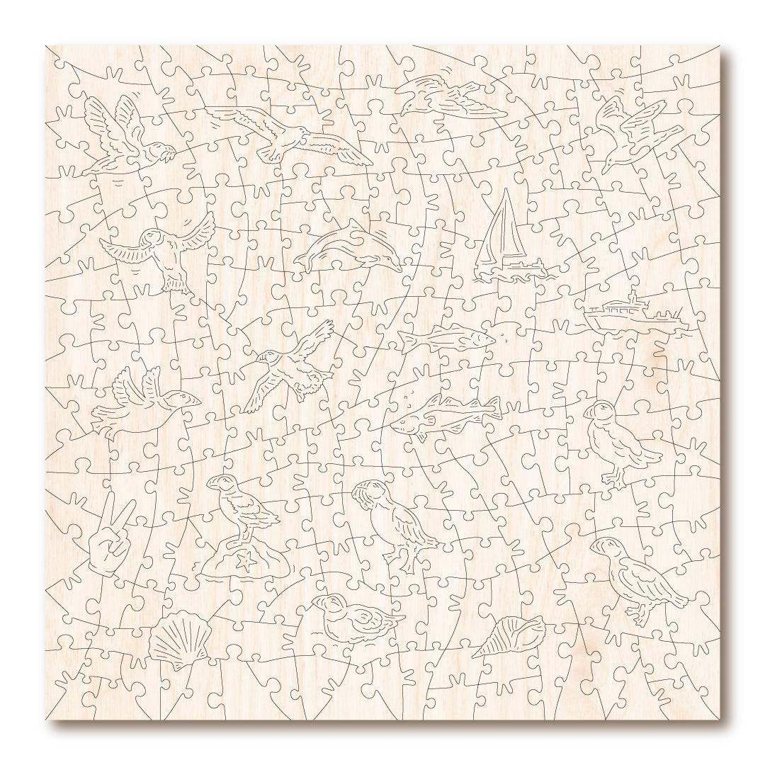 Puffins – Premium Wooden Jigsaw Puzzle, 266 Pieces.