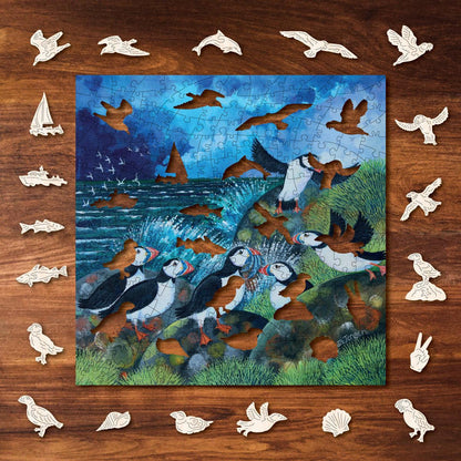 Puffins – Premium Wooden Jigsaw Puzzle, 266 Pieces.