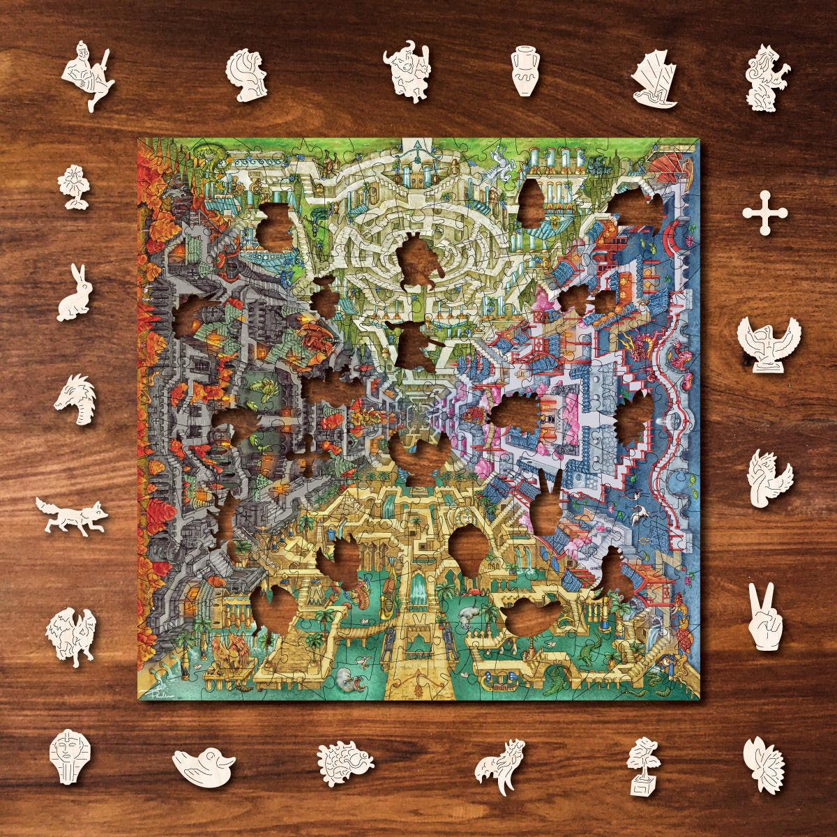 Mythical Maze – Premium Wooden Jigsaw Puzzle, 250 Pieces.
