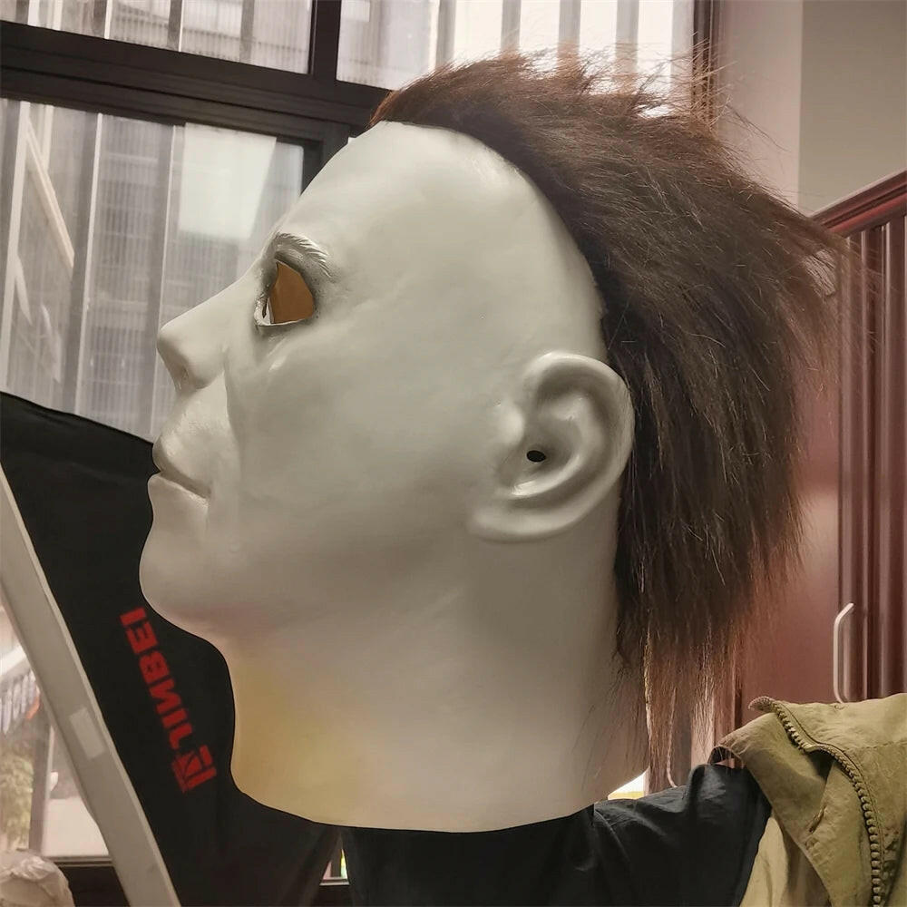Michael Myers White Latex Mask – Horror Movie Headgear for Halloween, Cosplay & Pranks